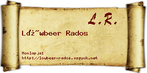 Löwbeer Rados névjegykártya
